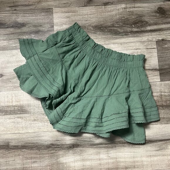 American Eagle Tiered Layered Lace High Rise Shorts Green NWT Women’s Size M - Picture 1 of 8